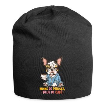 moins parler plus de café - Bonnet en jersey - noir - Devant