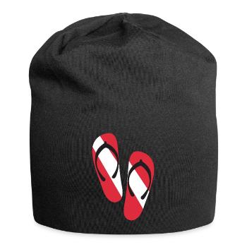 Slippers Red and White - Jersey Beanie - black - Front