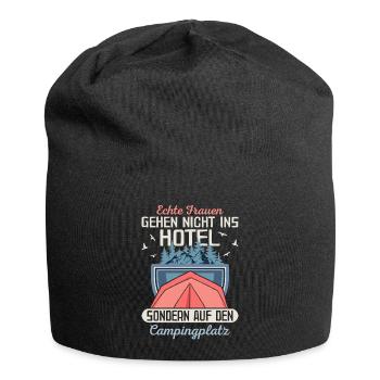 Les vraies femmes ne vont pas à l’hôtel en vacances en camping - Bonnet en jersey - noir - Devant