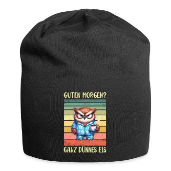 Eule Morgenmuffel - Jersey-Beanie - Schwarz - Vorne