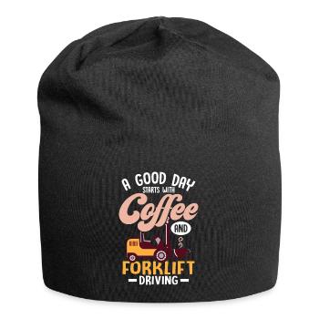 A Good Day Starts With Coffee And Forklift Driving - Jersey Beanie - black - Front