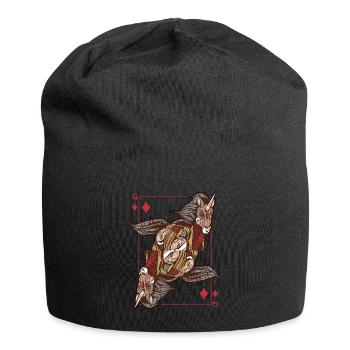 Unicorn Steampunk Card Game Diamonds Queen Poker - Jersey Beanie - black - Front
