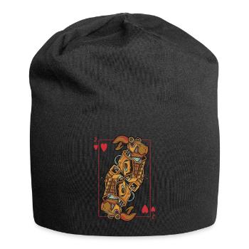 Hase Steampunk Kartenspiel Herz Jack Poker - Jersey-Beanie - Schwarz - Vorne
