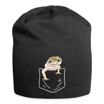 Leopard Gecko Reptile Pet Gecko - Jersey Beanie - black - Front