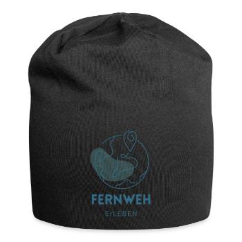 Fernweh erLEBEN - Reise - Flugzeug - Jersey-Beanie - Schwarz - Vorne