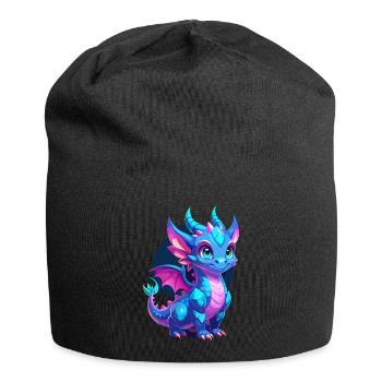 Niedlicher blauer geschuppter Drache - Jersey-Beanie - Schwarz - Vorne