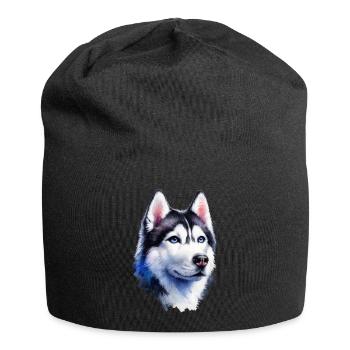 Portrait de husky majestueux - Bonnet en jersey - noir - Devant