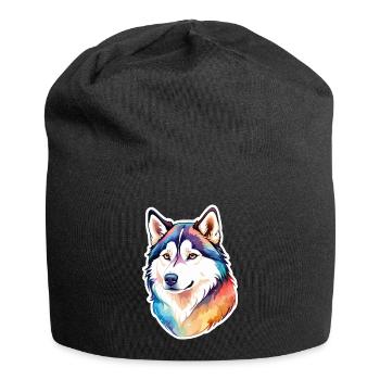 Husky de Sibérie Aquarelles - Bonnet en jersey - noir - Devant