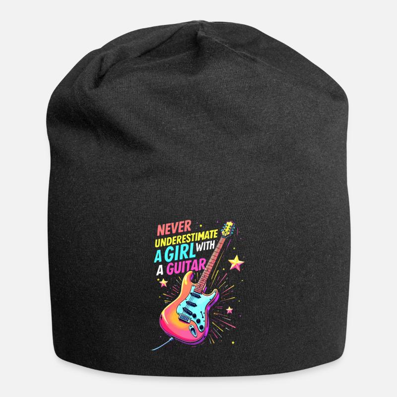 Mädchen mit Gitarre - Jersey-Beanie - Schwarz