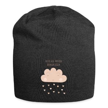 Not all clouds bring rain beige boho hearts - Jersey Beanie - charcoal grey - Front