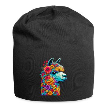 Alpaka - Jersey-Beanie - Schwarz - Vorne