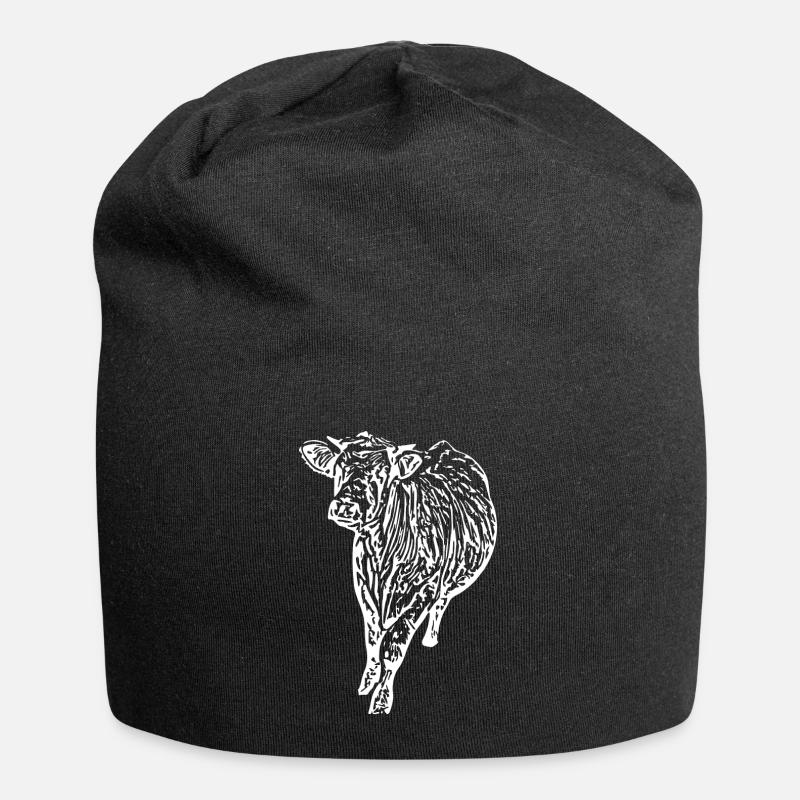 Vache Vache Blanche Vache Blanche Vaches Silhouettes - Bonnet en jersey - noir