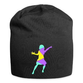 Frau Tanzt Zeigt Finger Silhouette Party Spaß Bunt - Jersey-Beanie - Schwarz - Vorne