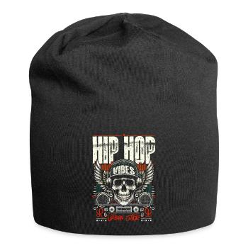 Vintage Skull & Recording Console Hip Hop Vibes - Jersey Beanie - black - Front