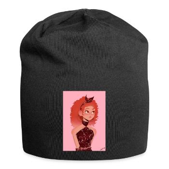 Illustration d'une fille animée aux cheveux roux ✨ - Bonnet en jersey - noir - Devant