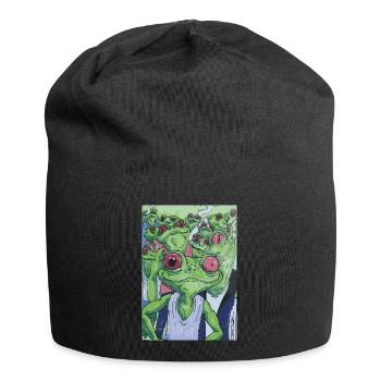 Team Frosch, Team Bräutigam, Junggesellenabschied - Jersey-Beanie - Schwarz - Vorne