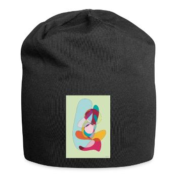 Abstrakte Farbflächen Komposition - Jersey-Beanie - Schwarz - Vorne