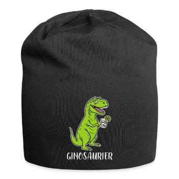 Ginosaurier - lustiger T-rex Dino mit Gin - Jersey-Beanie - Schwarz - Vorne