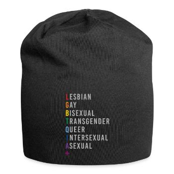 LGBTQIA+ Love Regenbogen Flagge Geschlechter - Jersey-Beanie - Schwarz - Vorne