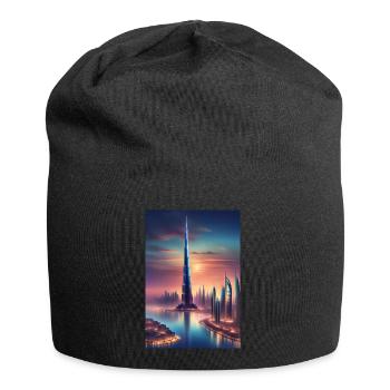 Grand gratte-ciel dans une ville - Bonnet en jersey - noir - Devant