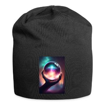 Magische Kristallkugel in der Hand - Jersey-Beanie - Schwarz - Vorne