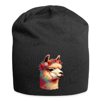 Alpaka - Jersey-Beanie - Schwarz - Vorne