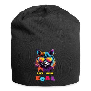 Katze "Ist mir egal" - Jersey-Beanie - Schwarz - Vorne