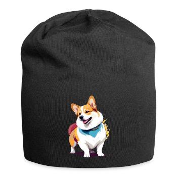 Corgi Vektor Kunst mit lebendiger Farbillustration - Jersey-Beanie - Schwarz - Vorne
