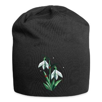 Deux perce-neige avec des coccinelles - Bonnet en jersey - noir - Devant