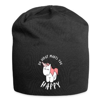What makes you happy | Unicorn, Fairy Tale - Jersey Beanie - black - Front