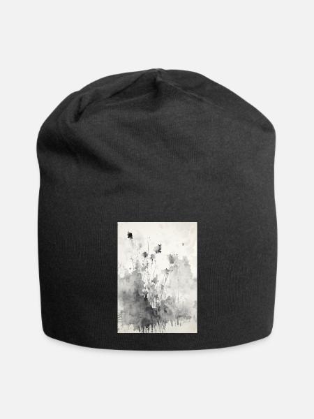Abstrakte Aquarellmalerei - Jersey-Beanie - Schwarz