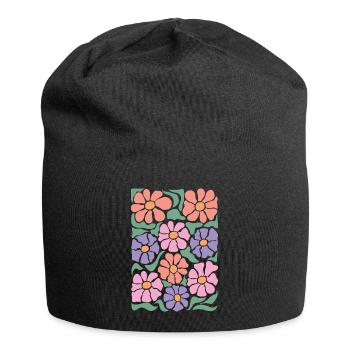Boho Flora Flowers - Jersey Beanie - black - Front