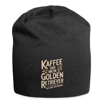 Kaffee und mein Golden Retriever - Jersey-Beanie - Schwarz - Vorne