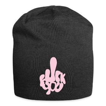 Fuck You in Bubble Letters - Jersey Beanie - charcoal grey - Front