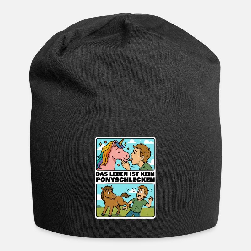 Das Leben ist kein Ponyschlecken - Jersey-Beanie - Schwarz