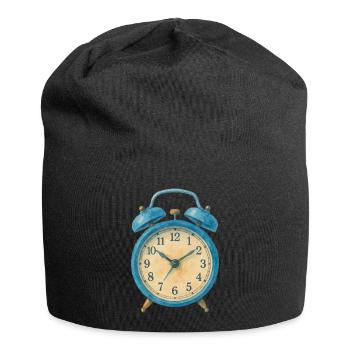 wecker uhr aquarell - Jersey-Beanie - Schwarz - Vorne