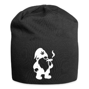 Kiffender Zwerg/Wichtel mit Joint - Weedlove - Jersey-Beanie - Schwarz - Vorne