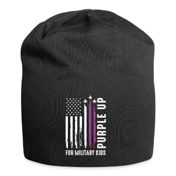 USA Flag with Military Pendant for Kids - Jersey Beanie - black - Front