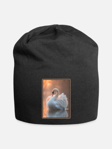 Schwäne Schwan - Jersey-Beanie - Schwarz