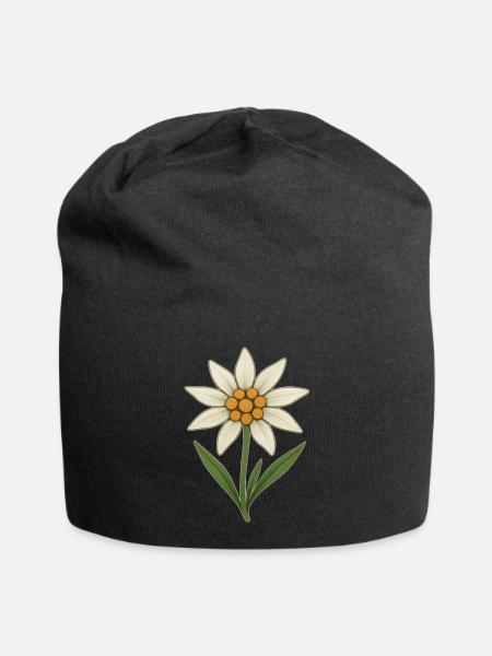 Edelweiss Flower - Jersey Beanie - black
