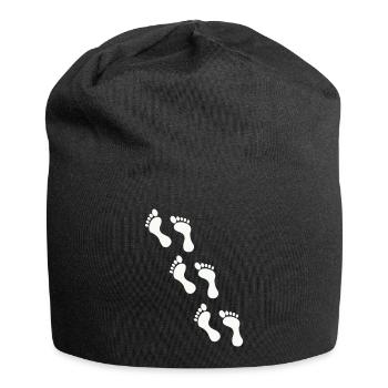 Kleine Fußabdrücke auf Schwarz - Jersey-Beanie - Schwarz - Vorne