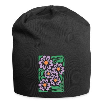 Motif floral violet Boho Flora - Bonnet en jersey - noir - Devant