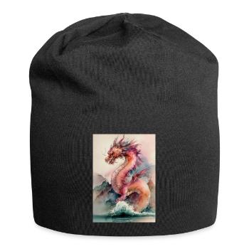 Fancy Watercolor Dragon Marine - Jersey Beanie - black - Front