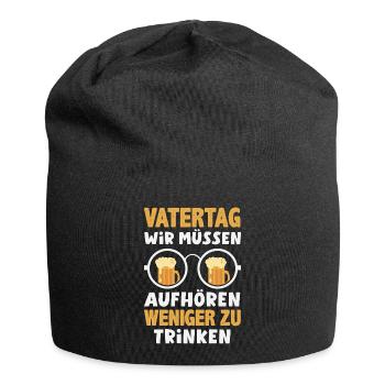 Lustiges Vatertag Geschenk Papa Bier - Jersey-Beanie - Schwarz - Vorne
