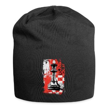 Schach König – Grunge Strategie Motiv - Jersey-Beanie - Schwarz - Vorne