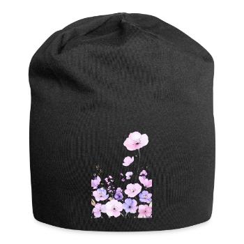 Pastell Wildblumen im sanften Blumen Garten - Jersey-Beanie - Schwarz - Vorne