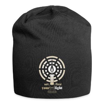 Golden Glow – Minimalist Art Deco Candle  - Jersey Beanie - black - Front