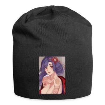 Geisha Bloom tätowiert - Jersey-Beanie - Schwarz - Vorne