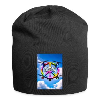 Friedensstifter Regenbogen-LED-Ring - Jersey-Beanie - Schwarz - Vorne