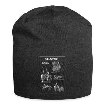 Chicago Skyline Linocut Cityscape - Jersey Beanie - charcoal grey - Front